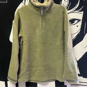 Green Fleece Pullover with Half-Zip
